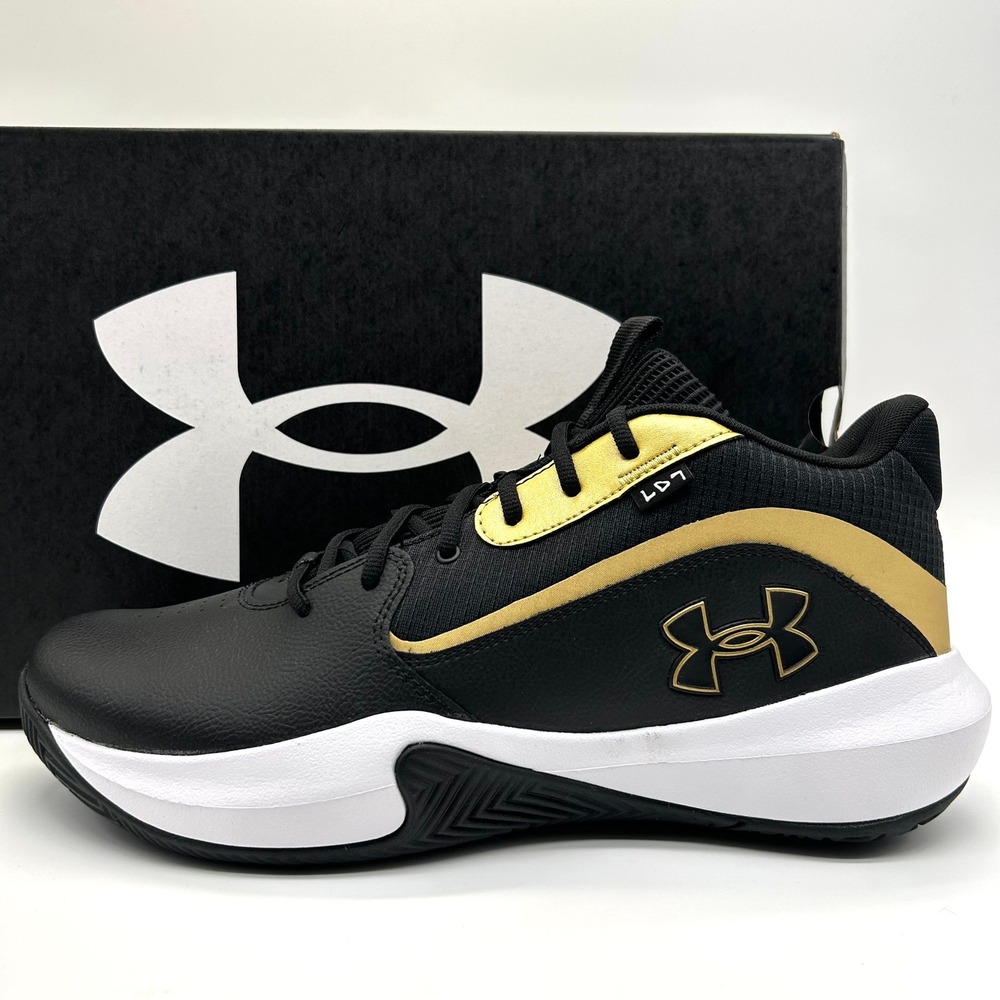 Under Armour Lockdown 7 Shoes Mens 13 Black Gold Basketball Sneakers 3028512-001